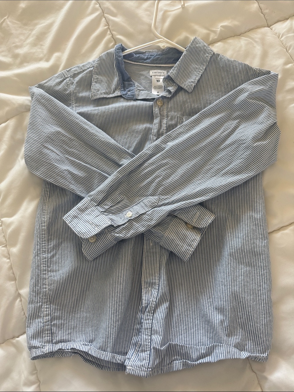 Carter's Light Blue & White Thin-Stripe Button-Down Shirt